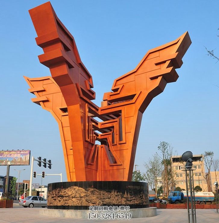 城市精神堡壘雕塑，抽象建筑元素，廣場(chǎng)景觀雕塑小品