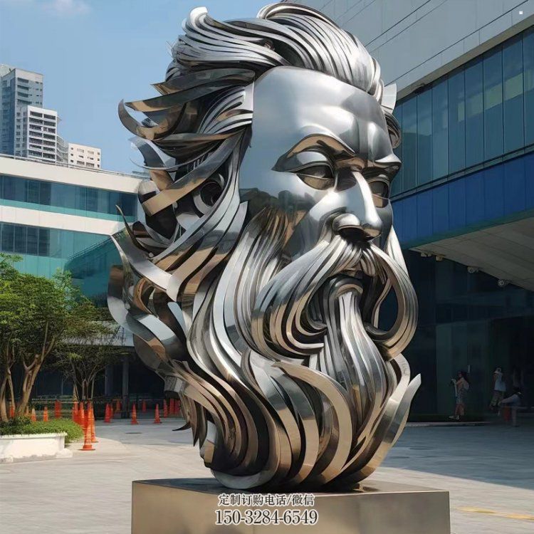 白鋼人頭像雕塑制造，歐式風(fēng)格，鏡面人頭像雕塑廠家供給